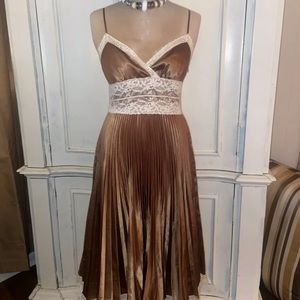 Vintage Betsey Johnson 4 brown satin lace dress stunning! Y2K 90s